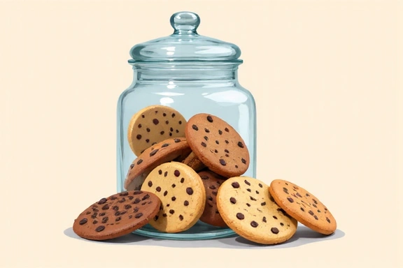 Illustration of various cookies in a jar